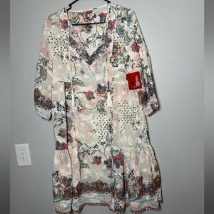 Reba Multicolor Floral Dress with Long Sleeves Small NWT $129 retail